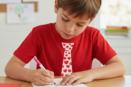 Red Hearts Tie for Valentine'S Day Love Youth Kids T-Shirt