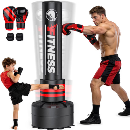 Indoor Freestanding Punching Bag for Adult Teens,70" -180Lbs Heavy Duty Fitness Training Bag with Suction Cup Base for MMA Muay Thai Fitness