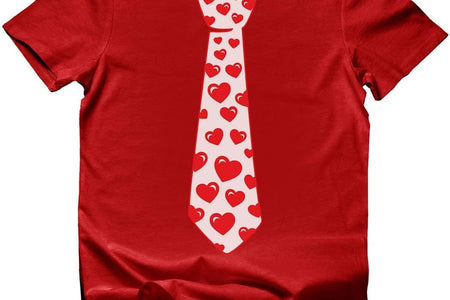 Red Hearts Tie for Valentine'S Day Love Youth Kids T-Shirt