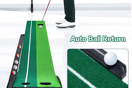 Putting Green Mat 9.9FT Golf Training Putting Mat with Auto Ball Return for Indoor/Outdoor